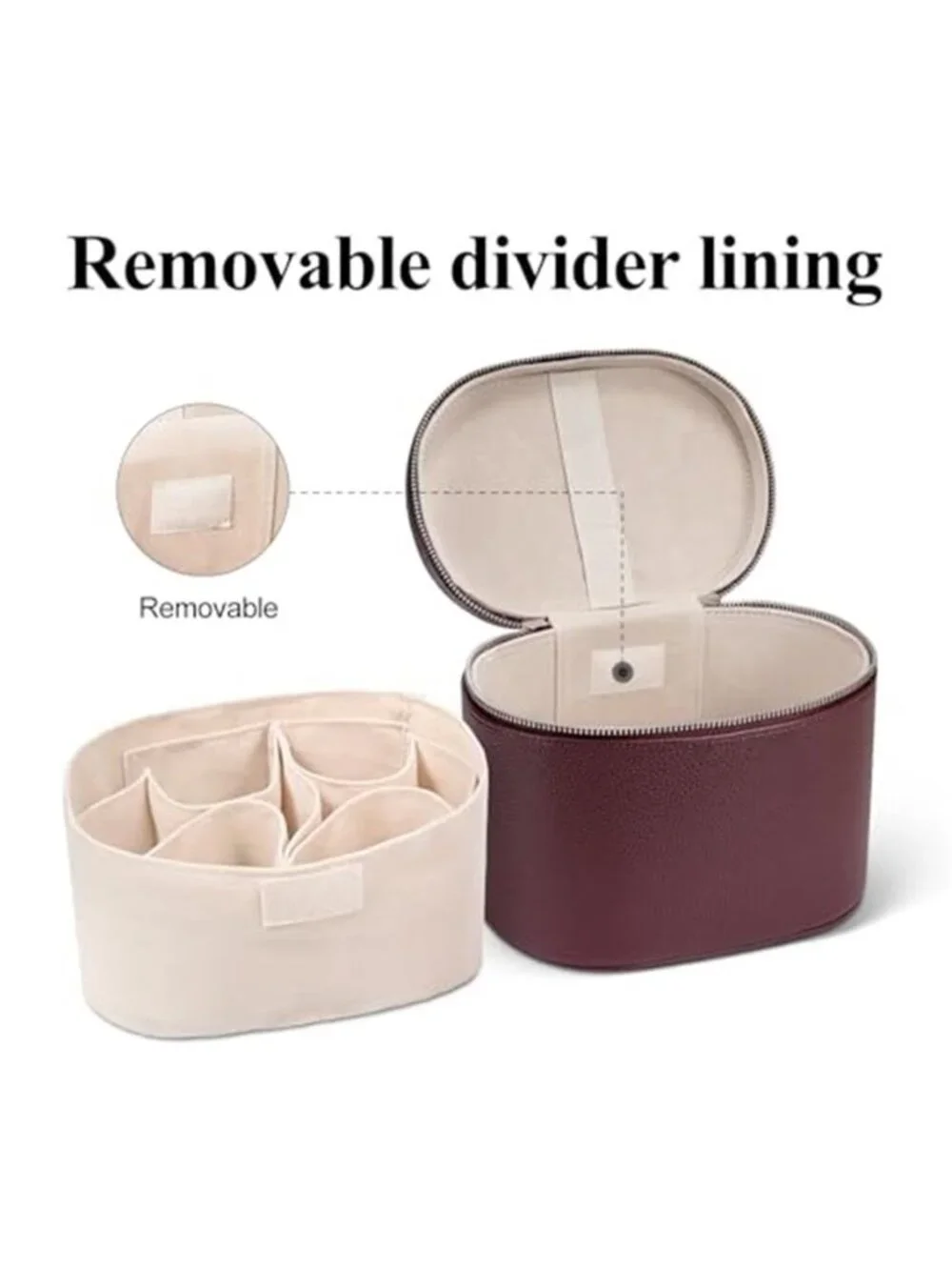 Burgundy Makeup Bag Travel Cosmetic Case Compartments Handle Toiletry Bag Women